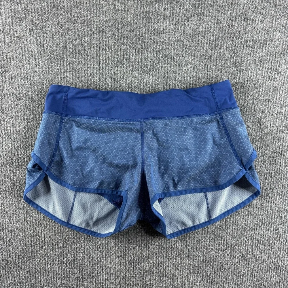 Lululemon Shorts Womens 8 Blue Lined Running Athletic Gym Training Pockets